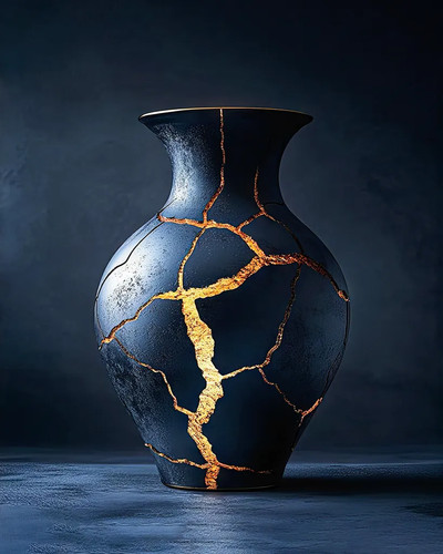 Blue ceramic vase - blue, with