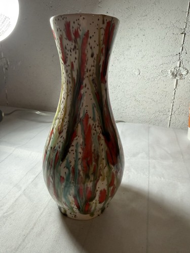 Vintage ceramic vase striped - vintage,