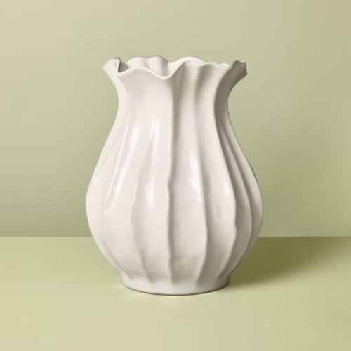 Pleated ceramic vase sour - 9",