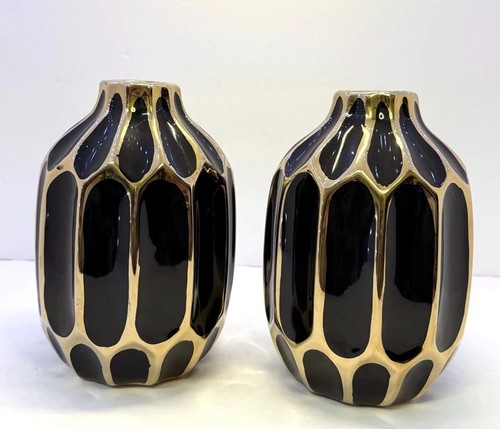 Black gold ceramic vase - gold, of