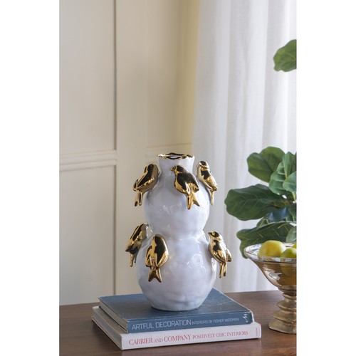 White ceramic two tier - white, vase