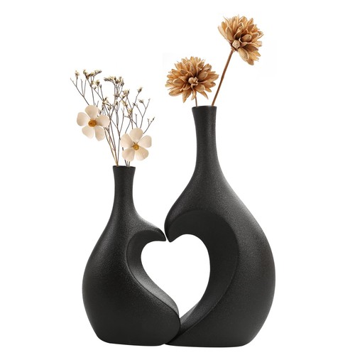 Black ceramic vase set 2 - ceramic, of