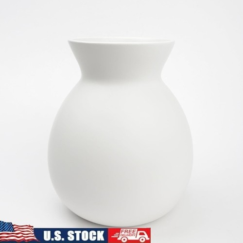 Solid white ceramic vase - white,