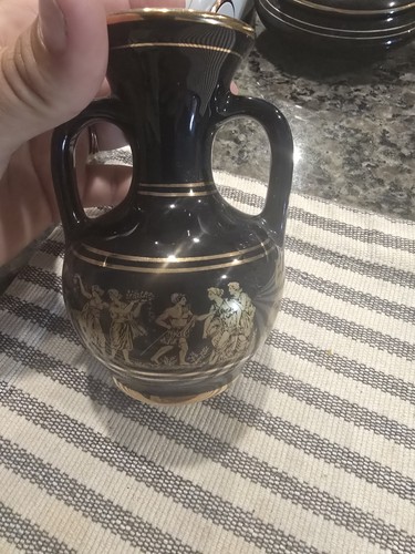 Vintage greek black vase with - vase,