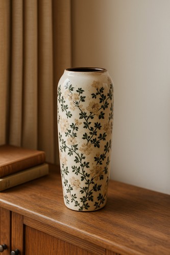 Tall ceramic floral vase - floral,