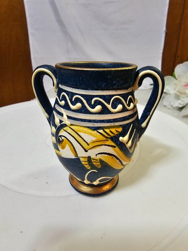 Vtg ceramic blue bud vase - vtg,