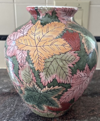 Autumn leaves vase ceramic - vase,