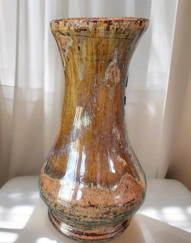 Glazed signed vase inches - signed,