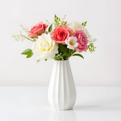 White elegant ceramic vase - ceramic, 7.1