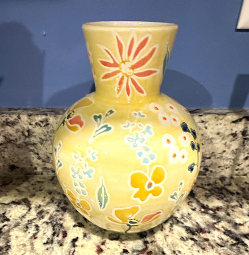 Yellow floral ceramic bulb - ceramic,
