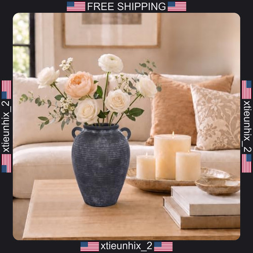Black ceramic vase with - black,