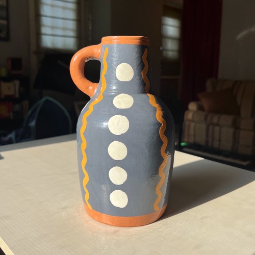 Hand painted terracotta jug - hand,