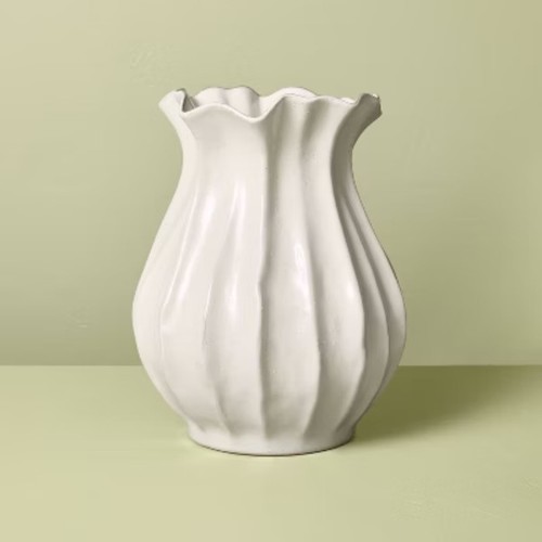 Pleated ceramic vase sour - 9",