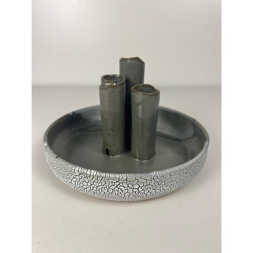 Studio pottery triple tube - pottery,