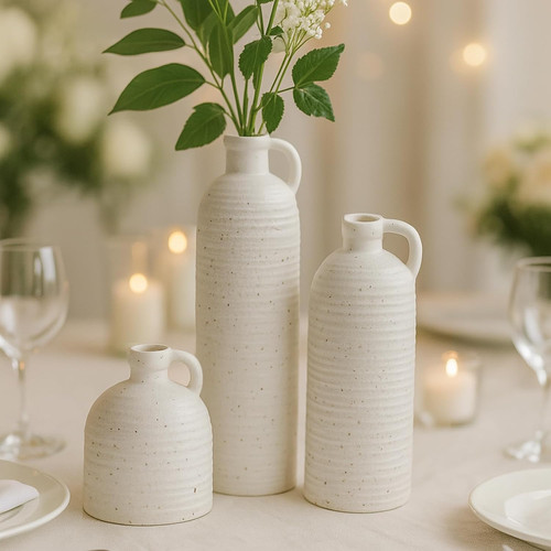 Set white ceramic vases - 3,
