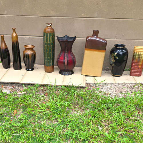 Ceramic vase set abstract - ceramic,