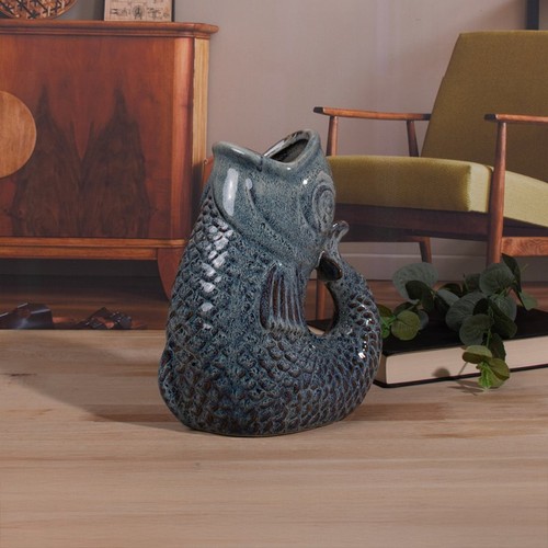 Ceramic fish gurgle jug vase - jug,