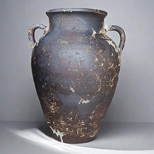 Rustic black pottery vase - rustic,