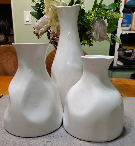 White ceramic decorative vase - ceramic,