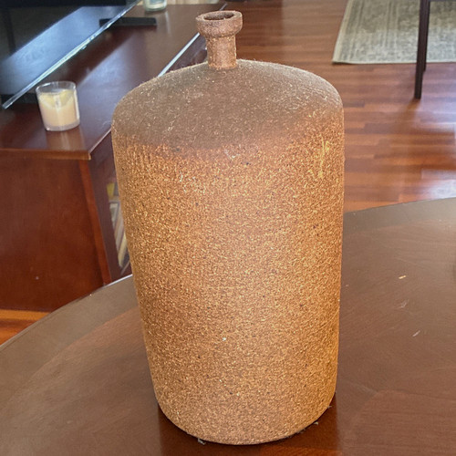 Brown speckled ceramic bottle - speckled,