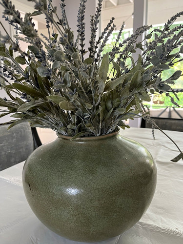 Round green glazed ceramic - green,