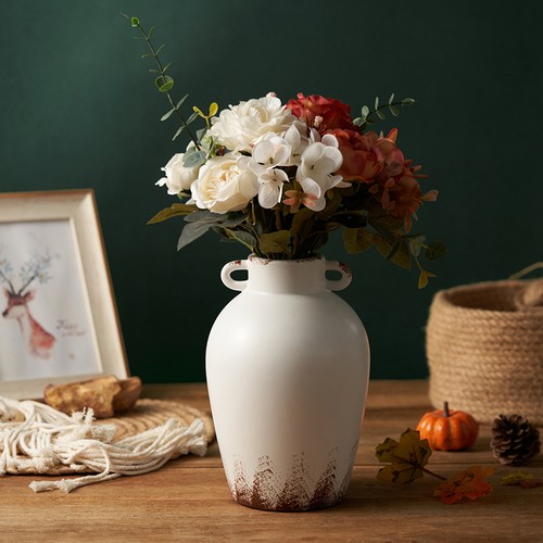 White ceramic vase - white,