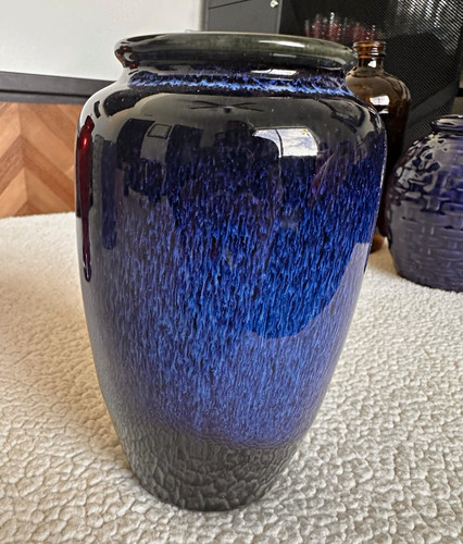 Vintage cobalt blue drip glaze - blue,