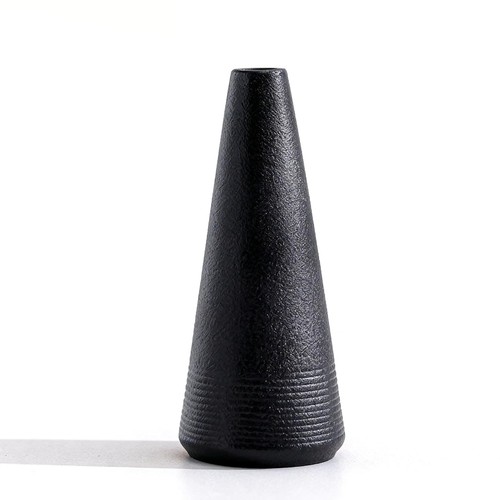 Black conical ceramic bud - ceramic, vase