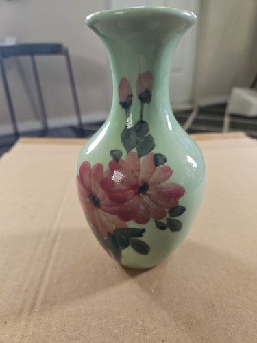 Ceramic bud vase hand painted - hand,