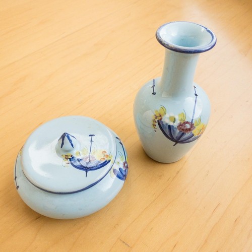 Italy ceramic vase and trinket - italy,