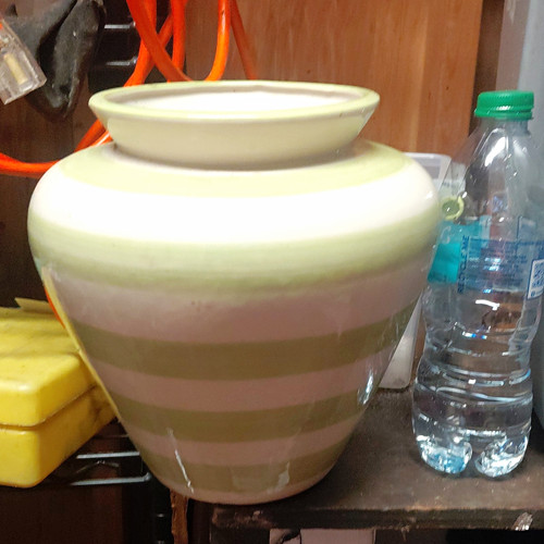 Ceramic striped vase - ceramic,