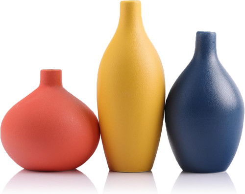 Colorful ceramic vase set - colorful,