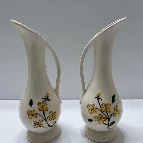 Vintage off white floral vases - vintage,