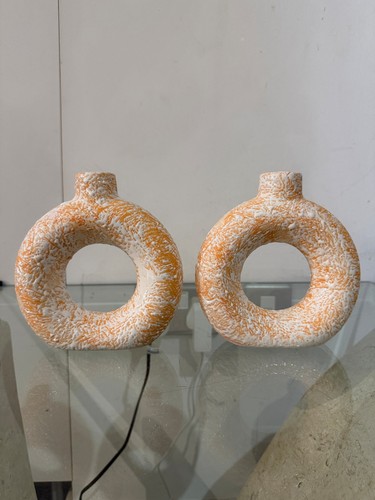 Modern ring ceramic vase - ceramic,