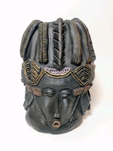 Baule twin mask ceramic vase - ceramic,