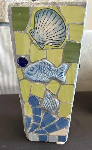 Coastal theme mosaic vase - coastal,