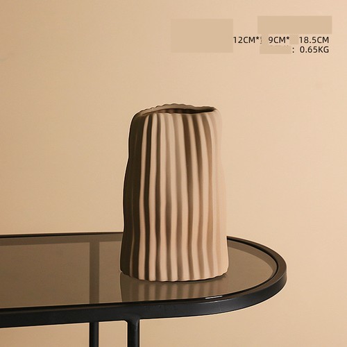 Ribbed ceramic vase for - vase,