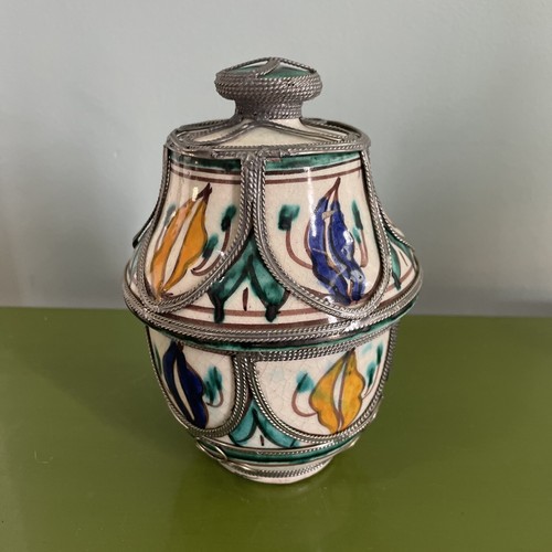 Vintage moroccan ceramic jar - vintage,
