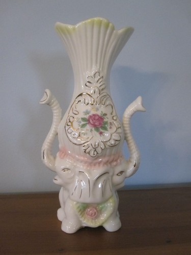 Vintage ceramic vase elephants - vintage,