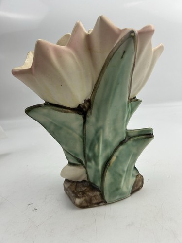 Vintage pink green flower - green, vase