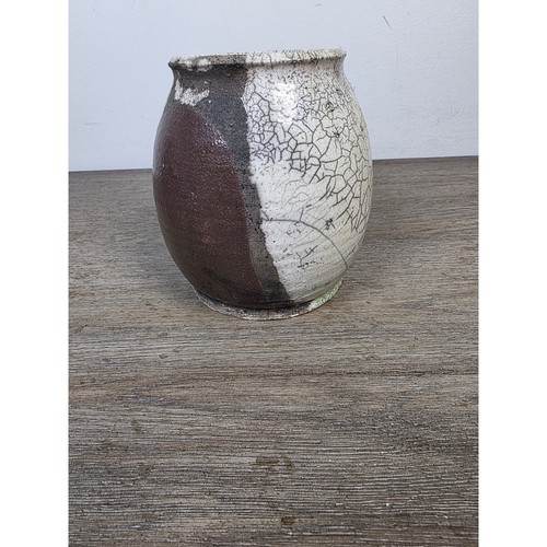 Studio pottery raku vase - raku,