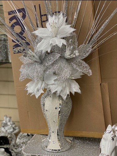 White silver vase - silver, with