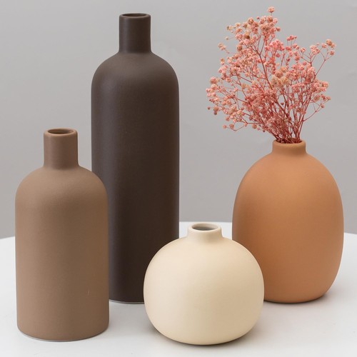 Neutral ceramic vase set 4 - of,