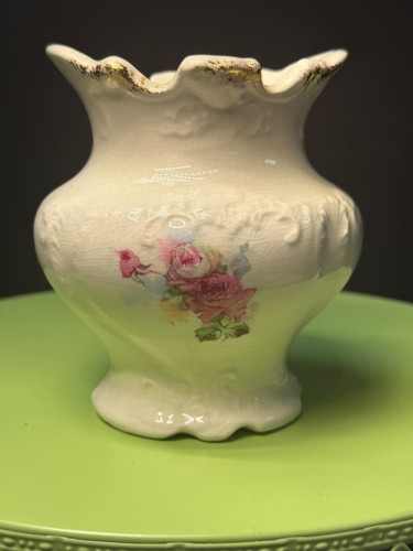 White floral ceramic vase