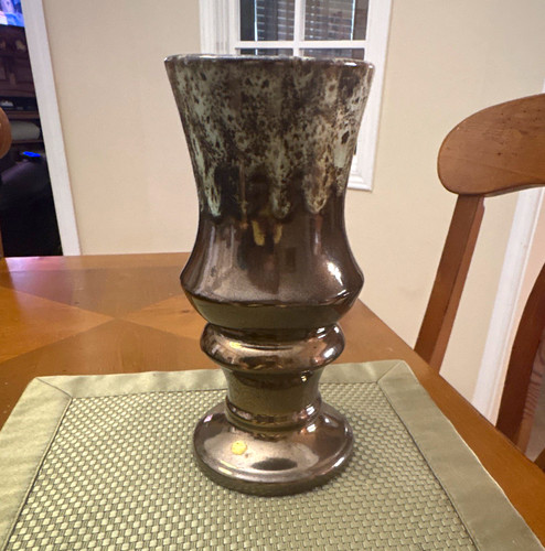 Brown ceramic art pottery vase - pottery,