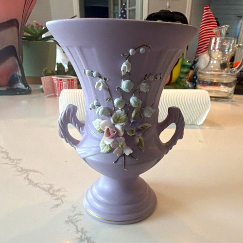 Purple ceramic urn shaped - purple,