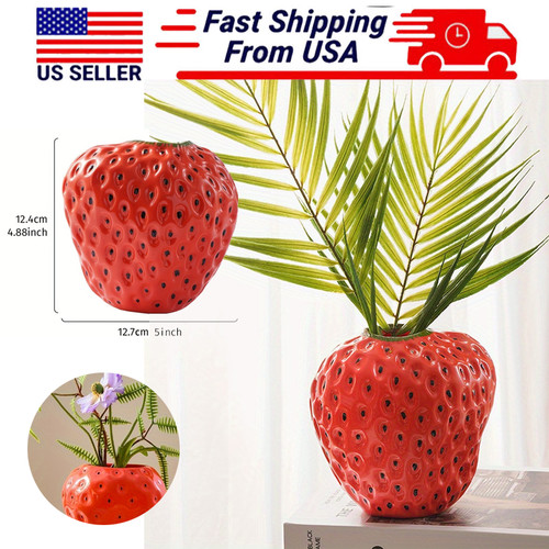 Red strawberry vase - red,