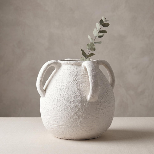White ceramic vase with - white,