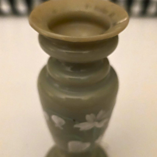Green white ceramic bottle - green,