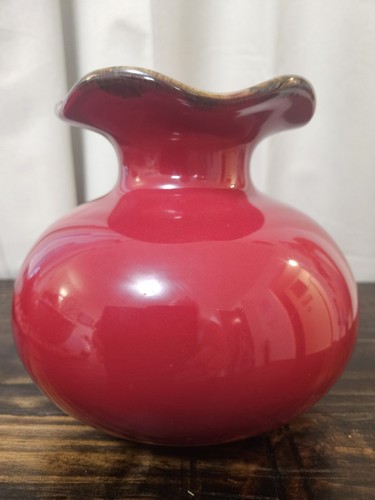 Burgundy pottery flower vase - pottery,